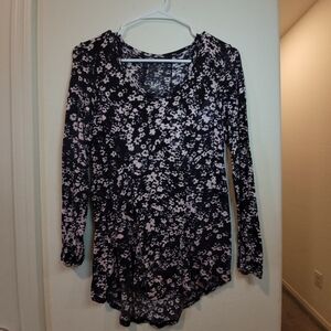 Simple Asymmetrical Black and Pink Blouse